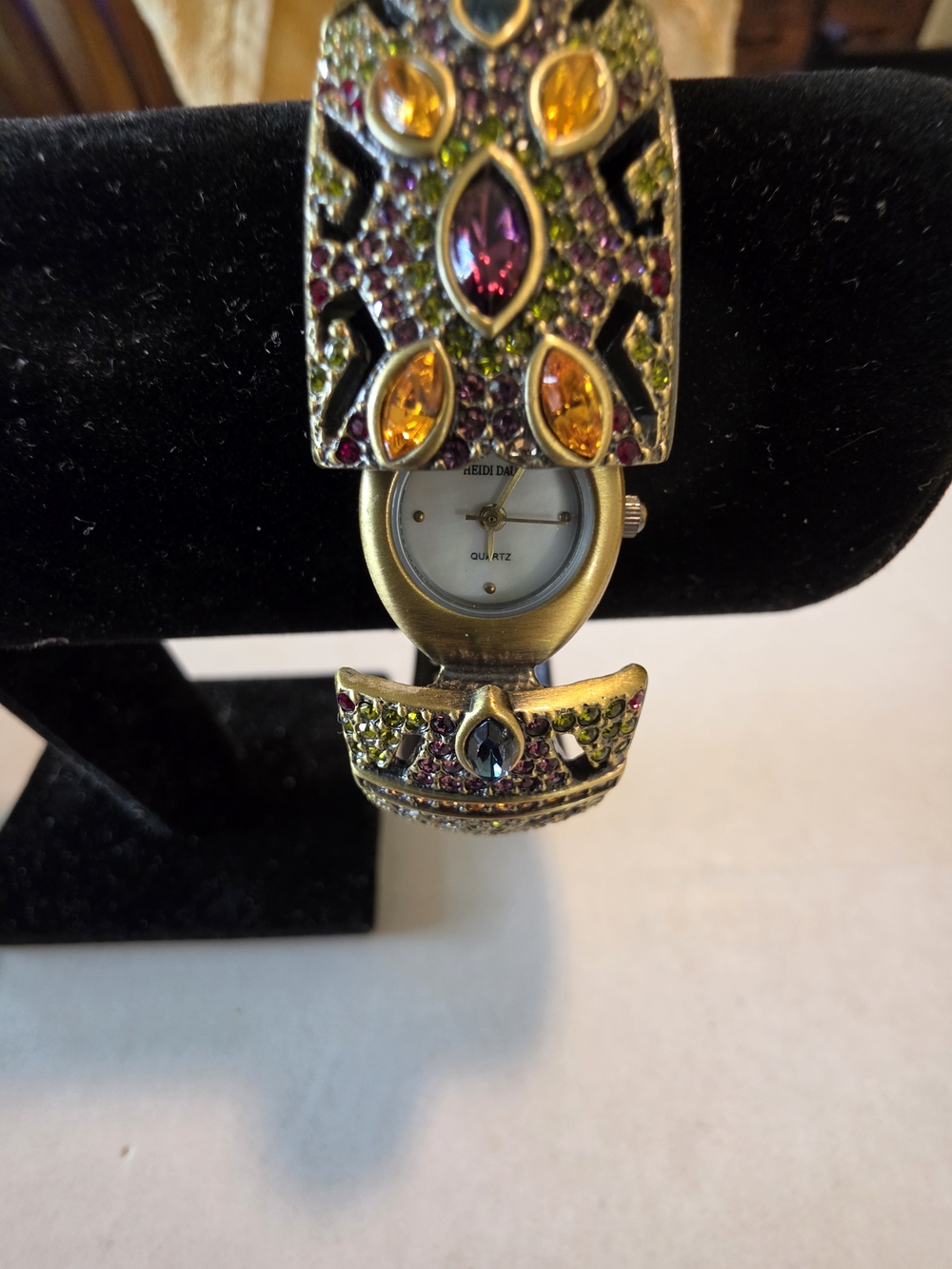 Heidi Daus Multicolor Jeweled Cuff Watch Bracelet